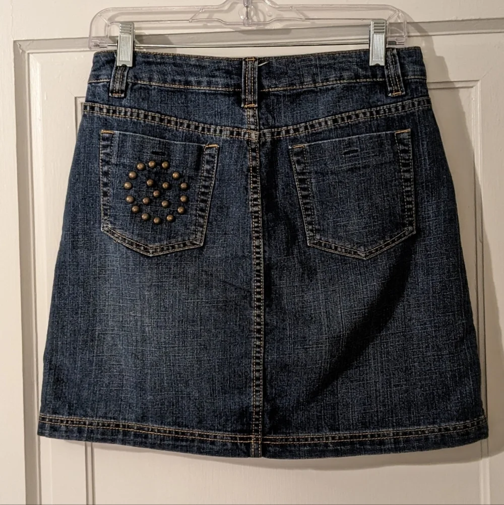 Vintage Studded Western Y2K 90s Mini Midi Denim Skirt Small size 4